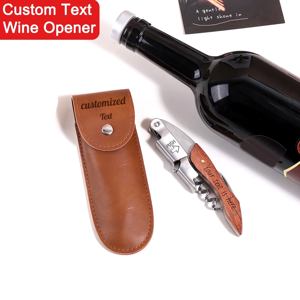 Wine Beer Name - Wooden Handle Custom Text Wine Opener