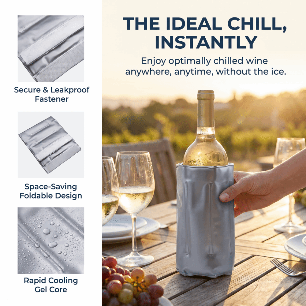 Wine Chiller Sleeve - Reusable Wine Cooler Bag Gray Quick-cooling
