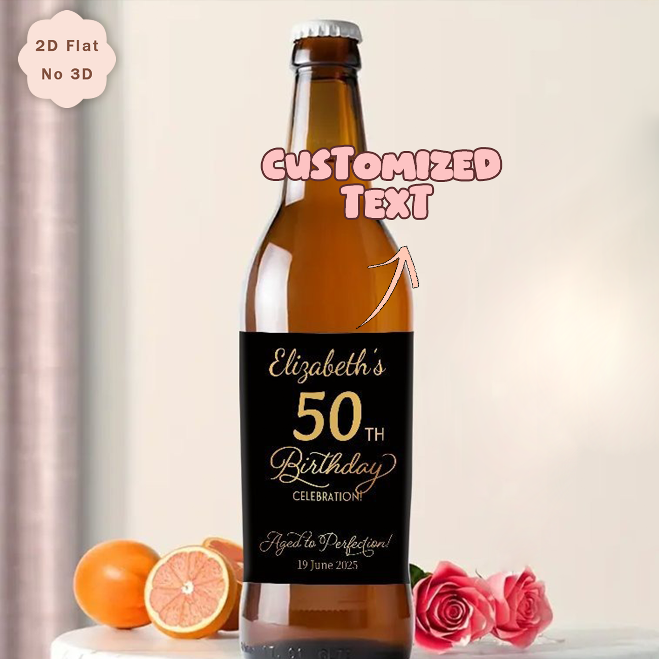Wine Beer Name - Custom Bottle Label Stickers, Personalized Birthday