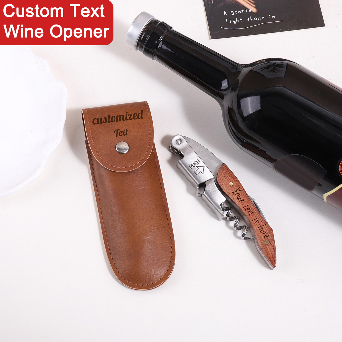 Wooden Handle Custom Text Wine - Wine Beer Name บทวิจารณ์และราคา
